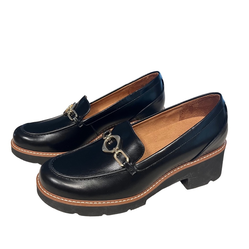 NEW Naturalizer Cabaret Loafers Sz 9 Wide Black Chunky Lug Sole Platform Buckle